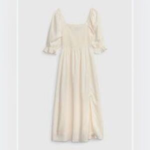 Gap Milk Maid Midi Dress XL Puff Sleeves Buttercup Yellow